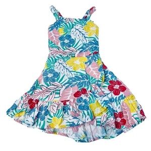 Bcbg Girls Floral Sleeveless Dress Open Back Ruffle